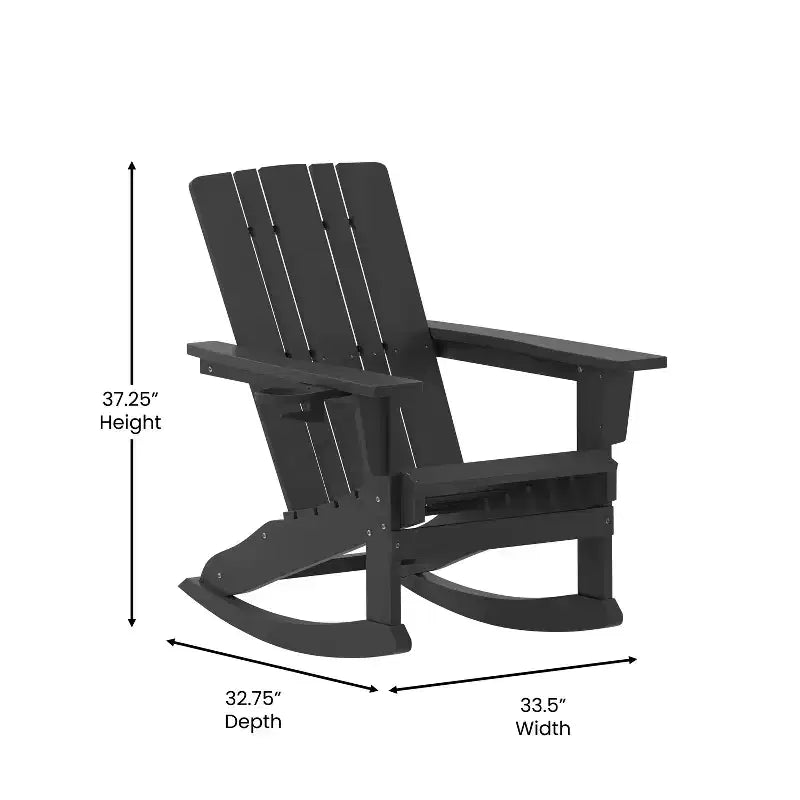 Sedia Adirondack Flash Furniture Halifax in HDPE con portabicchieri e poggiapiedi estraibile, sedia in HDPE per interni/esterni per tutte le stagioni