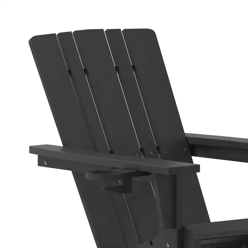Sedia Adirondack Flash Furniture Halifax in HDPE con portabicchieri e poggiapiedi estraibile, sedia in HDPE per interni/esterni per tutte le stagioni