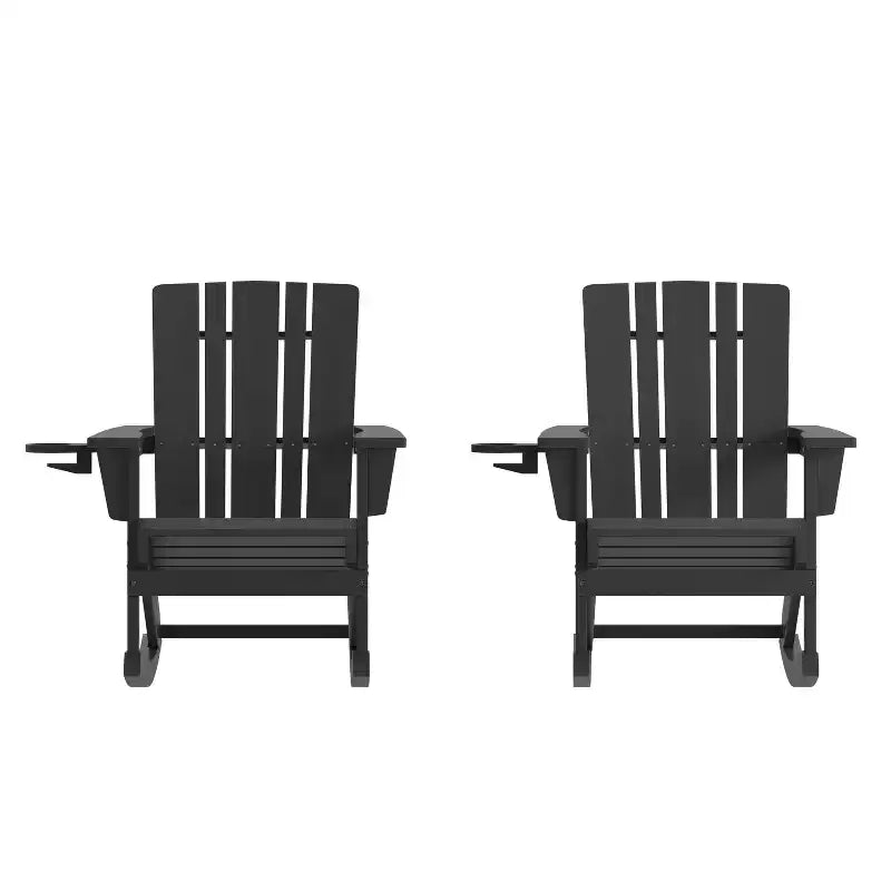 Sedia Adirondack Flash Furniture Halifax in HDPE con portabicchieri e poggiapiedi estraibile, sedia in HDPE per interni/esterni per tutte le stagioni