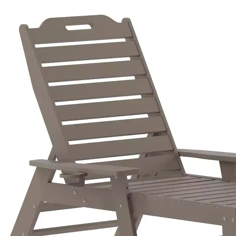 Flash Furniture Monterey Set di 2 Lettini Reclinabili Adirondack Regolabili con Portabicchieri - Sedie a Sdraio in HDPE per Interni/Esterni Resistenti alle Intemperie