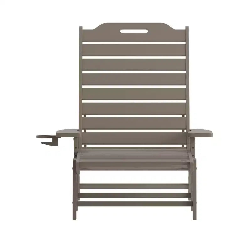Flash Furniture Monterey Set di 2 Lettini Reclinabili Adirondack Regolabili con Portabicchieri - Sedie a Sdraio in HDPE per Interni/Esterni Resistenti alle Intemperie