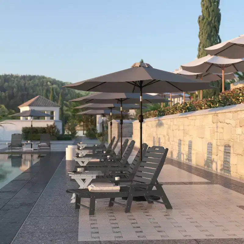 Flash Furniture Monterey Set di 2 Lettini Reclinabili Adirondack Regolabili con Portabicchieri - Sedie a Sdraio in HDPE per Interni/Esterni Resistenti alle Intemperie