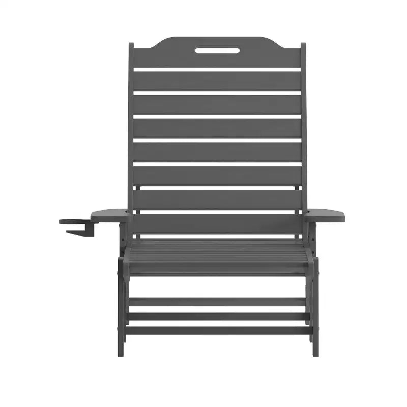 Flash Furniture Monterey Set di 2 Lettini Reclinabili Adirondack Regolabili con Portabicchieri - Sedie a Sdraio in HDPE per Interni/Esterni Resistenti alle Intemperie