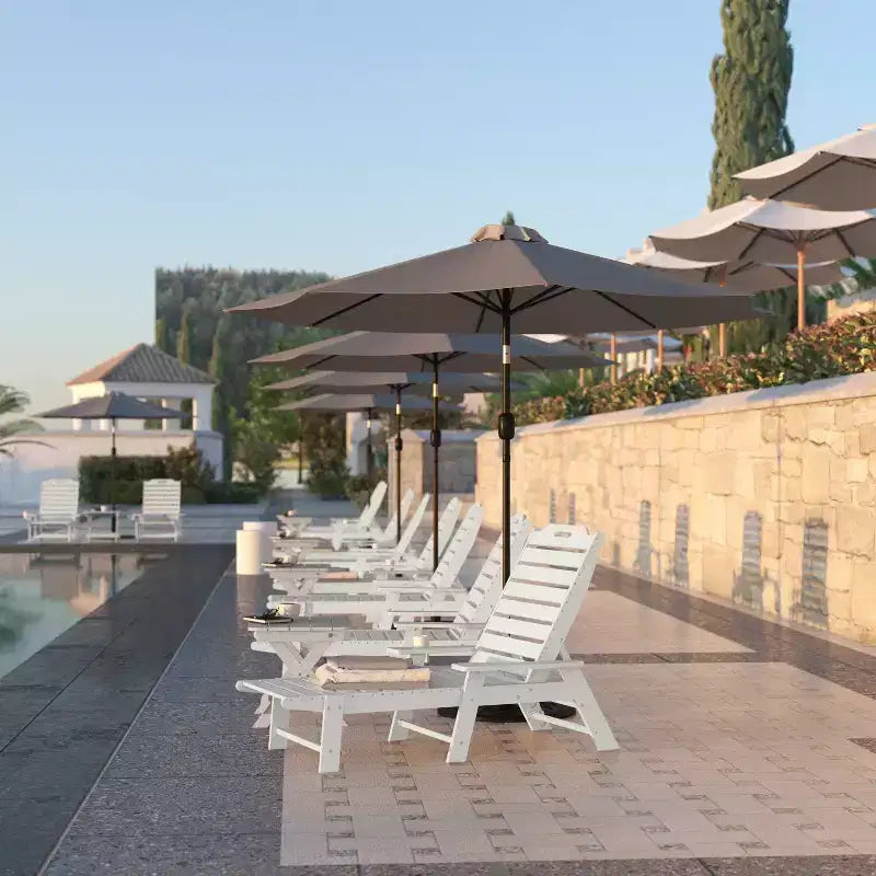 Flash Furniture Monterey Set di 2 Lettini Reclinabili Adirondack Regolabili con Portabicchieri - Sedie a Sdraio in HDPE per Interni/Esterni Resistenti alle Intemperie