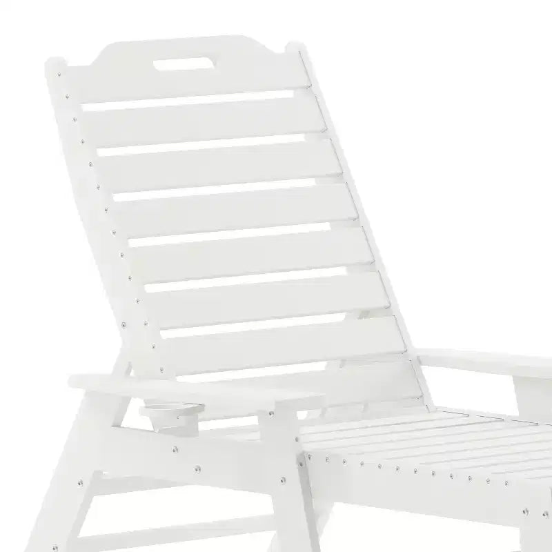 Flash Furniture Monterey Set di 2 Lettini Reclinabili Adirondack Regolabili con Portabicchieri - Sedie a Sdraio in HDPE per Interni/Esterni Resistenti alle Intemperie