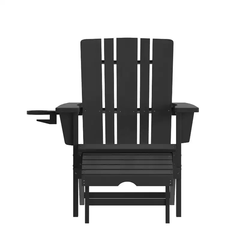 Flash Furniture Halifax, sedia Adirondack in HDPE con portabicchieri e poggiapiedi estraibile, sedia a sdraio per interni ed esterni in HDPE, resistente a tutte le condizioni atmosferiche