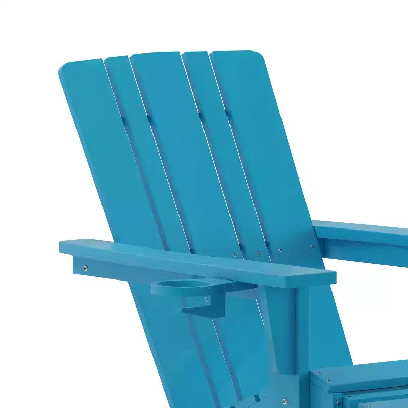 Flash Furniture Halifax, sedia Adirondack in HDPE con portabicchieri e poggiapiedi estraibile, sedia a sdraio per interni ed esterni in HDPE, resistente a tutte le condizioni atmosferiche