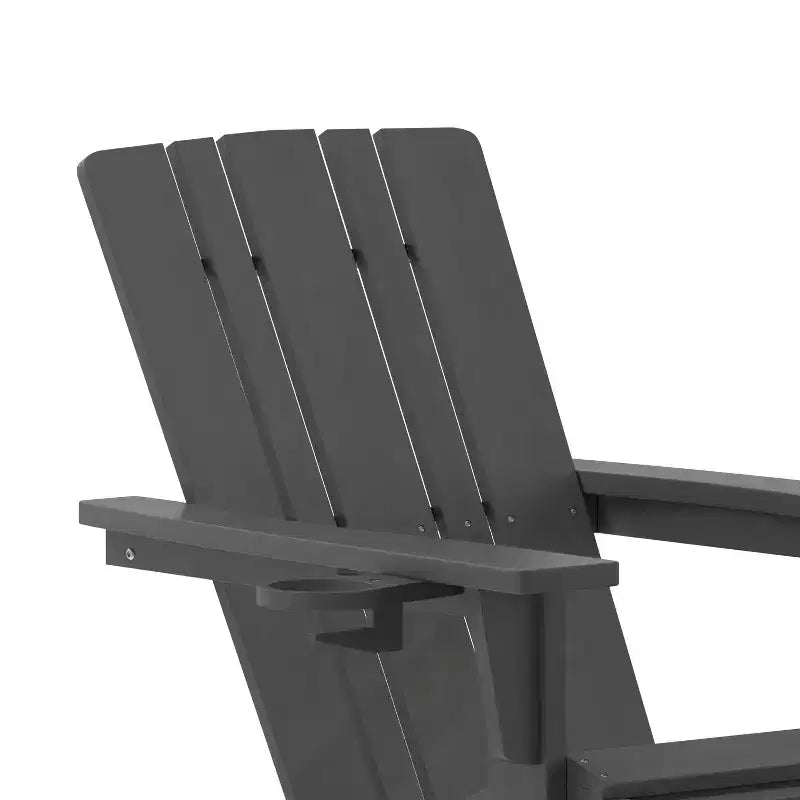 Flash Furniture Halifax, sedia Adirondack in HDPE con portabicchieri e poggiapiedi estraibile, sedia a sdraio per interni ed esterni in HDPE, resistente a tutte le condizioni atmosferiche