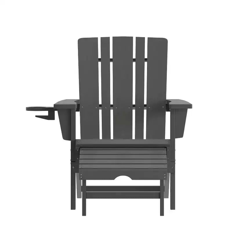 Flash Furniture Halifax, sedia Adirondack in HDPE con portabicchieri e poggiapiedi estraibile, sedia a sdraio per interni ed esterni in HDPE, resistente a tutte le condizioni atmosferiche