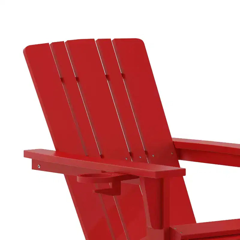 Flash Furniture Halifax, sedia Adirondack in HDPE con portabicchieri e poggiapiedi estraibile, sedia a sdraio per interni ed esterni in HDPE, resistente a tutte le condizioni atmosferiche