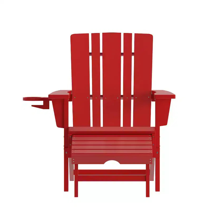 Flash Furniture Halifax, sedia Adirondack in HDPE con portabicchieri e poggiapiedi estraibile, sedia a sdraio per interni ed esterni in HDPE, resistente a tutte le condizioni atmosferiche