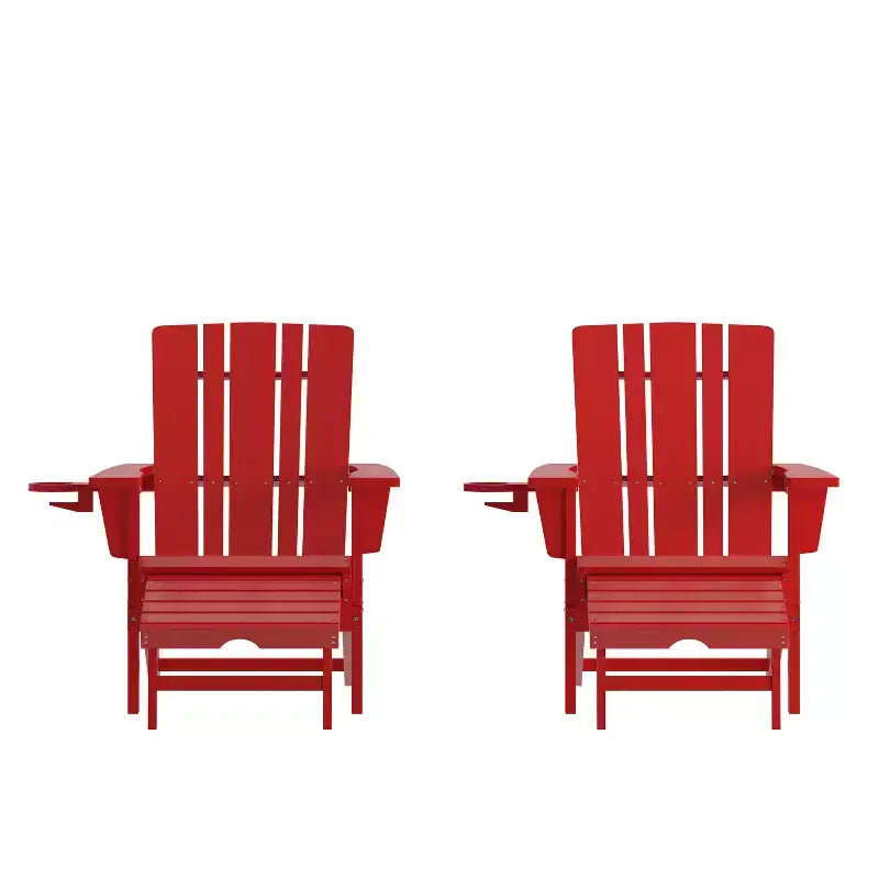 Chaise Adirondack Flash Furniture Halifax en PEHD avec porte-gobelet et repose-pieds escamotable, chaise longue d'intérieur/extérieur en PEHD toutes saisons