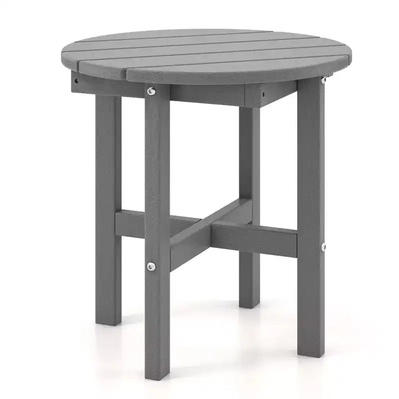 Tavolino rotondo Costway Patio Adirondack da 18'' per esterni, in HDPE, resistente alle intemperie, grigio