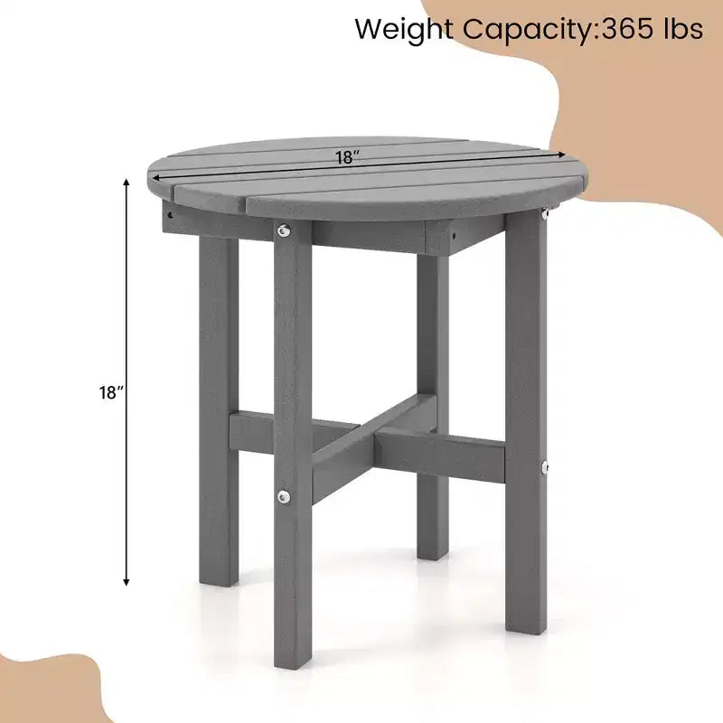 Tavolino rotondo Costway Patio Adirondack da 18'' per esterni, in HDPE, resistente alle intemperie, grigio