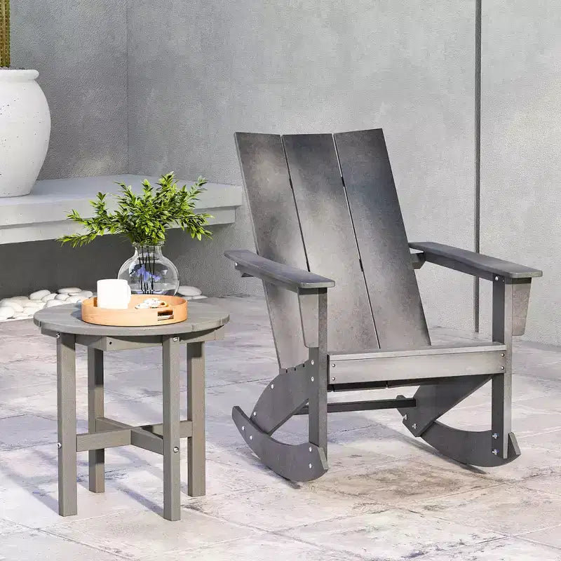 Tavolino rotondo Costway Patio Adirondack da 18'' per esterni, in HDPE, resistente alle intemperie, grigio