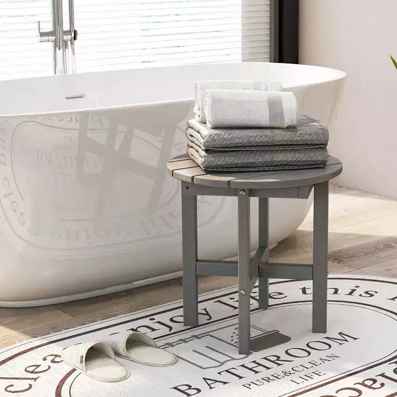 Tavolino rotondo Costway Patio Adirondack da 18'' per esterni, in HDPE, resistente alle intemperie, grigio