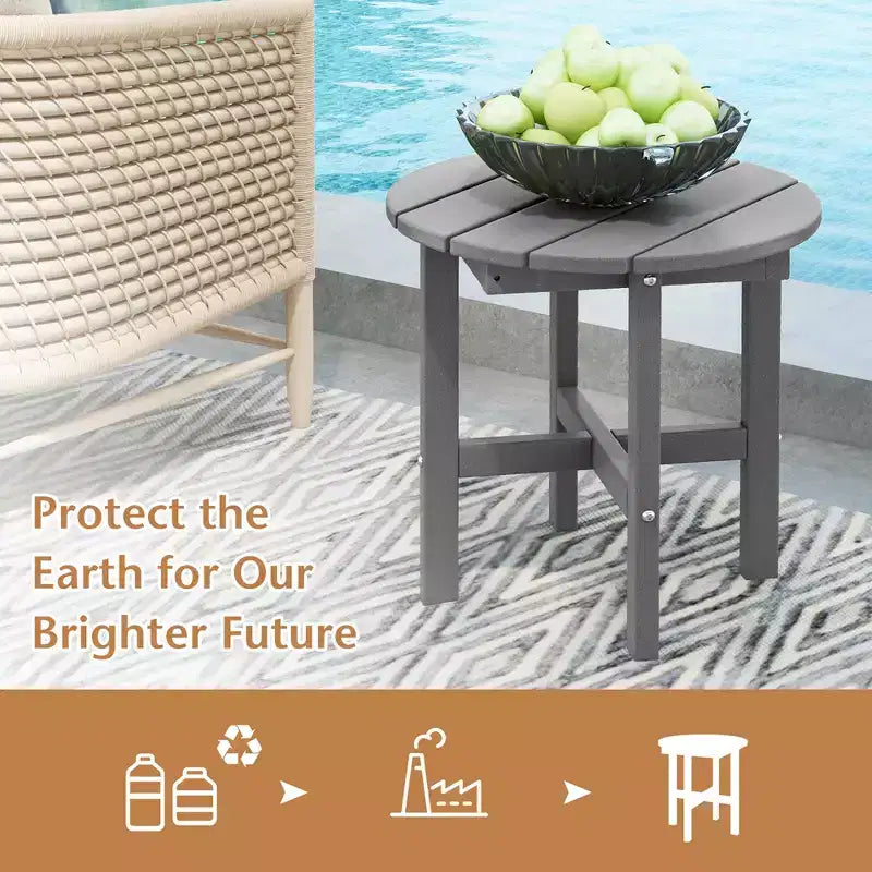 Tavolino rotondo Costway Patio Adirondack da 18'' per esterni, in HDPE, resistente alle intemperie, grigio