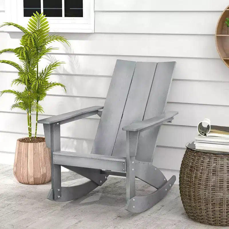 Sedia a dondolo Costway Patio Adirondack, per esterni, in HDPE resistente alle intemperie, capacità 150 kg, colore grigio