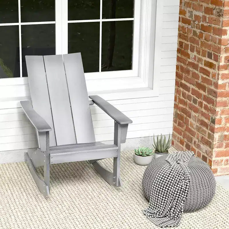 Sedia a dondolo Costway Patio Adirondack, per esterni, in HDPE resistente alle intemperie, capacità 150 kg, colore grigio