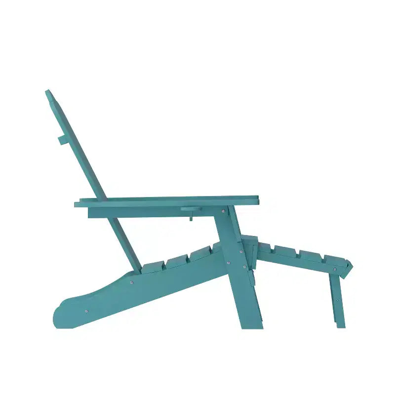 Flash Furniture Newport Sedia Adirondack in HDPE con Portabicchieri e Poggiapiedi Estraibile, Poltrona da Giardino/Interni per Tutte le Stagioni in HDPE