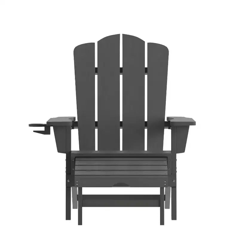 Flash Furniture Newport Sedia Adirondack in HDPE con Portabicchieri e Poggiapiedi Estraibile, Poltrona da Giardino/Interni per Tutte le Stagioni in HDPE
