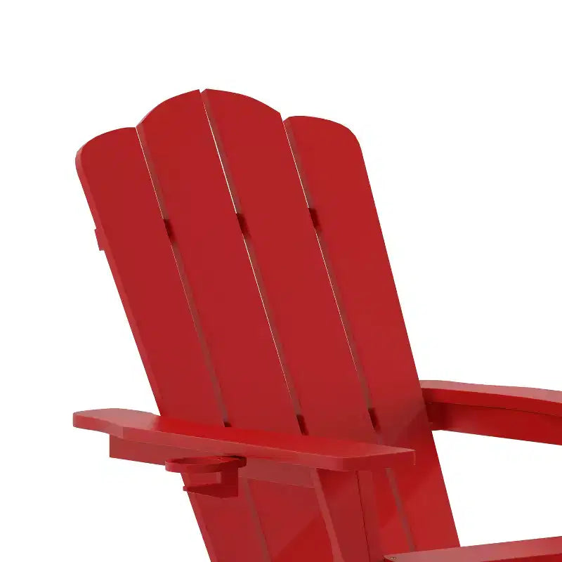 Flash Furniture Newport Sedia Adirondack in HDPE con Portabicchieri e Poggiapiedi Estraibile, Poltrona da Giardino/Interni per Tutte le Stagioni in HDPE