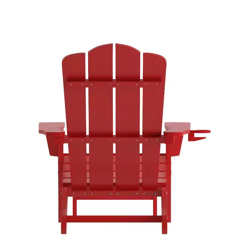 Flash Furniture Newport Sedia Adirondack in HDPE con Portabicchieri e Poggiapiedi Estraibile, Poltrona da Giardino/Interni per Tutte le Stagioni in HDPE