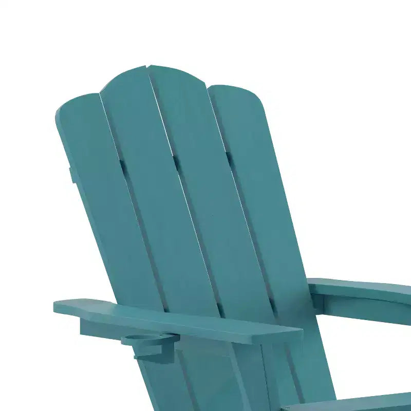 Flash Furniture Newport Sedia Adirondack in HDPE con Portabicchieri e Poggiapiedi Estraibile, Poltrona da Giardino/Interni per Tutte le Stagioni in HDPE