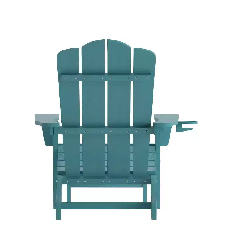 Flash Furniture Newport Sedia Adirondack in HDPE con Portabicchieri e Poggiapiedi Estraibile, Poltrona da Giardino/Interni per Tutte le Stagioni in HDPE