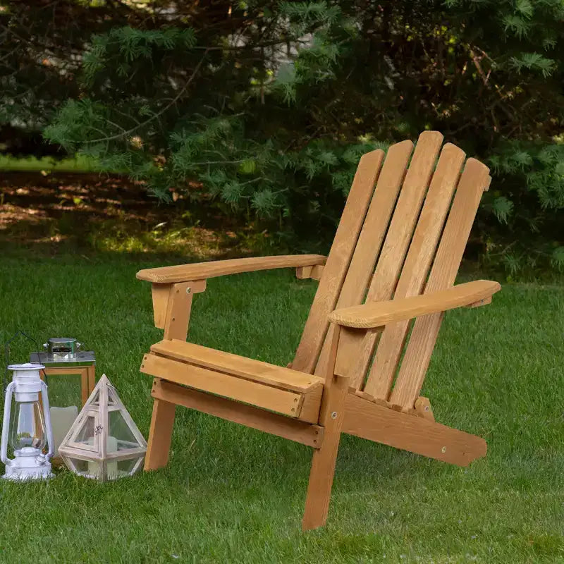 Chaise Adirondack pliante classique en bois teinté naturel Northlight 36