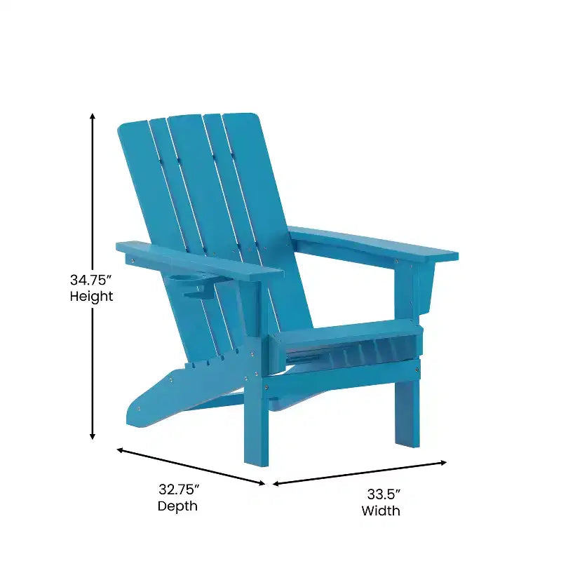 Flash Furniture Sedia Adirondack Halifax con Portabicchiere, Sedia Adirondack in HDPE Resistente alle Intemperie