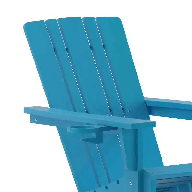 Flash Furniture Sedia Adirondack Halifax con Portabicchiere, Sedia Adirondack in HDPE Resistente alle Intemperie