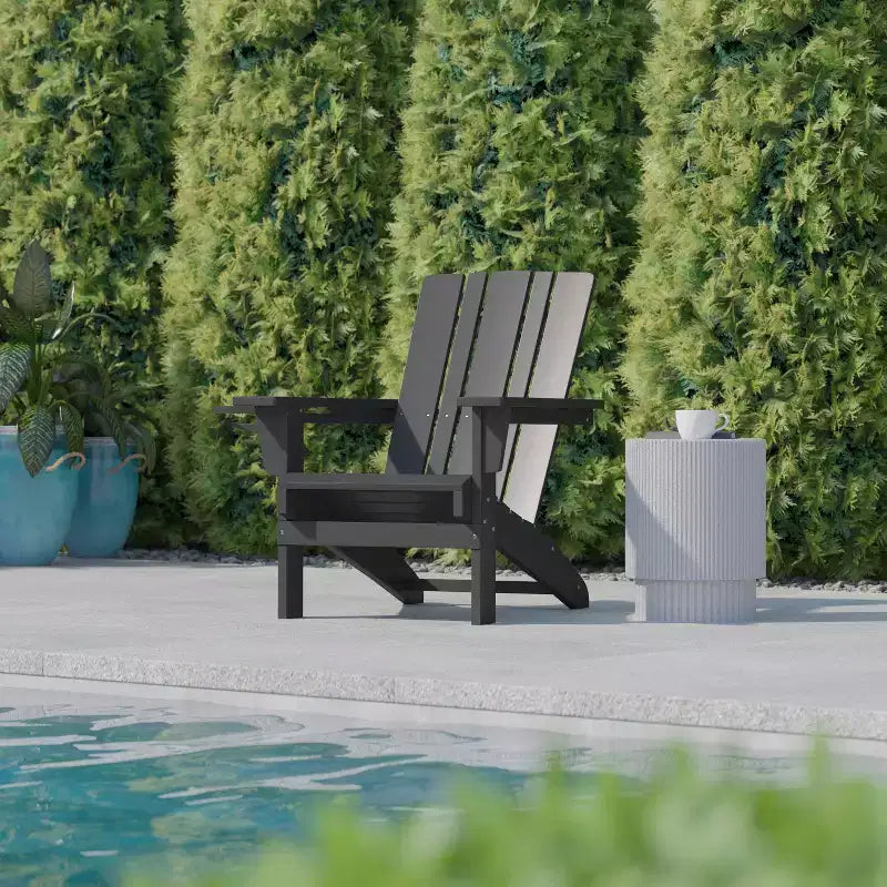 Flash Furniture Sedia Adirondack Halifax con Portabicchiere, Sedia Adirondack in HDPE Resistente alle Intemperie