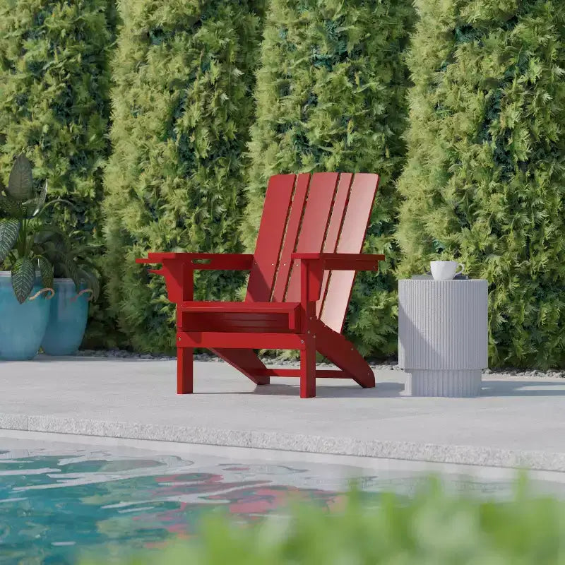 Flash Furniture Sedia Adirondack Halifax con Portabicchiere, Sedia Adirondack in HDPE Resistente alle Intemperie