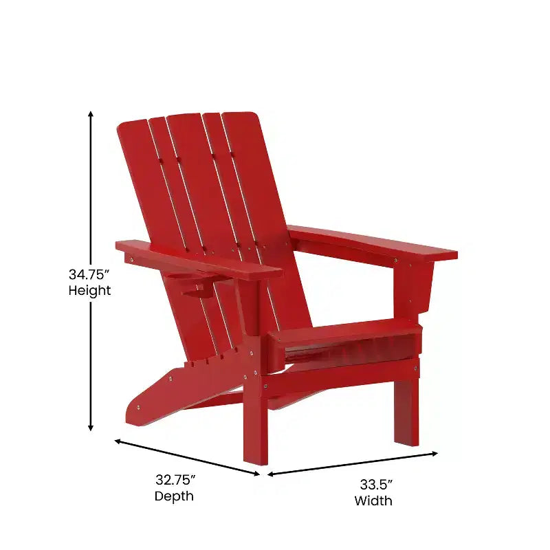 Flash Furniture Sedia Adirondack Halifax con Portabicchiere, Sedia Adirondack in HDPE Resistente alle Intemperie