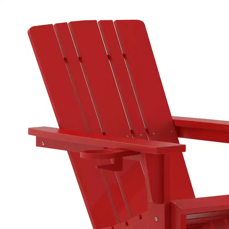Flash Furniture Sedia Adirondack Halifax con Portabicchiere, Sedia Adirondack in HDPE Resistente alle Intemperie