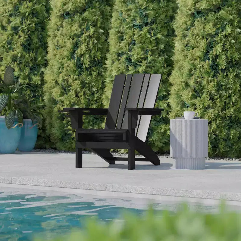 Flash Furniture Sedia Adirondack Halifax con Portabicchiere, Sedia Adirondack in HDPE Resistente alle Intemperie