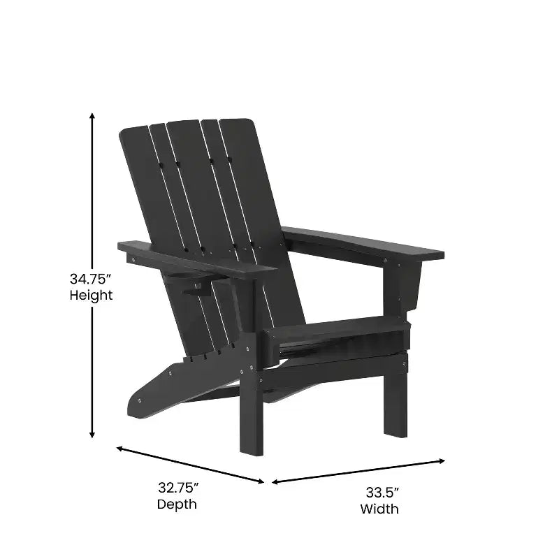 Flash Furniture Sedia Adirondack Halifax con Portabicchiere, Sedia Adirondack in HDPE Resistente alle Intemperie
