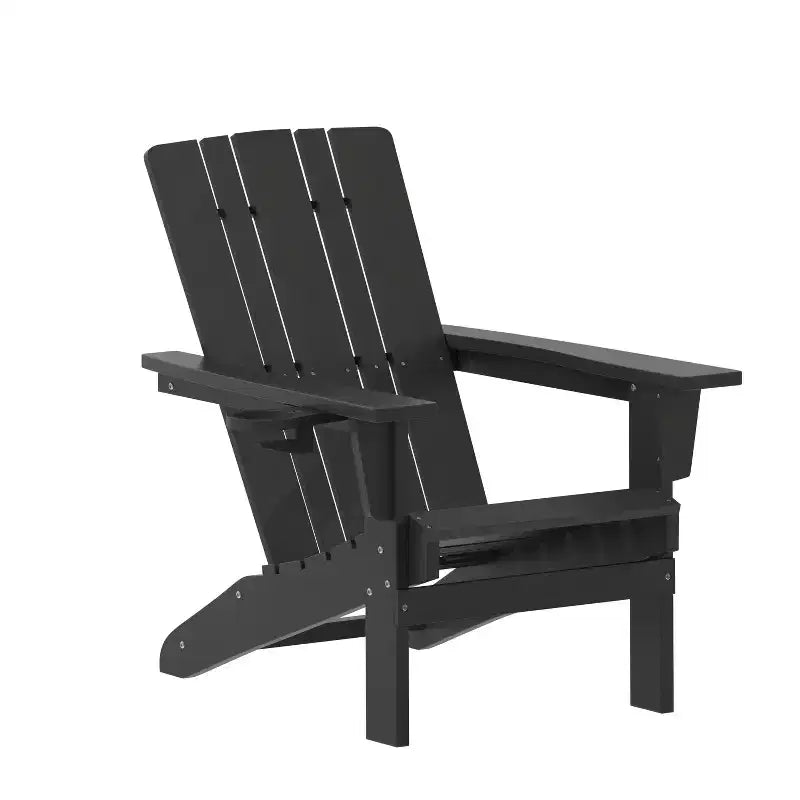 Flash Furniture Sedia Adirondack Halifax con Portabicchiere, Sedia Adirondack in HDPE Resistente alle Intemperie