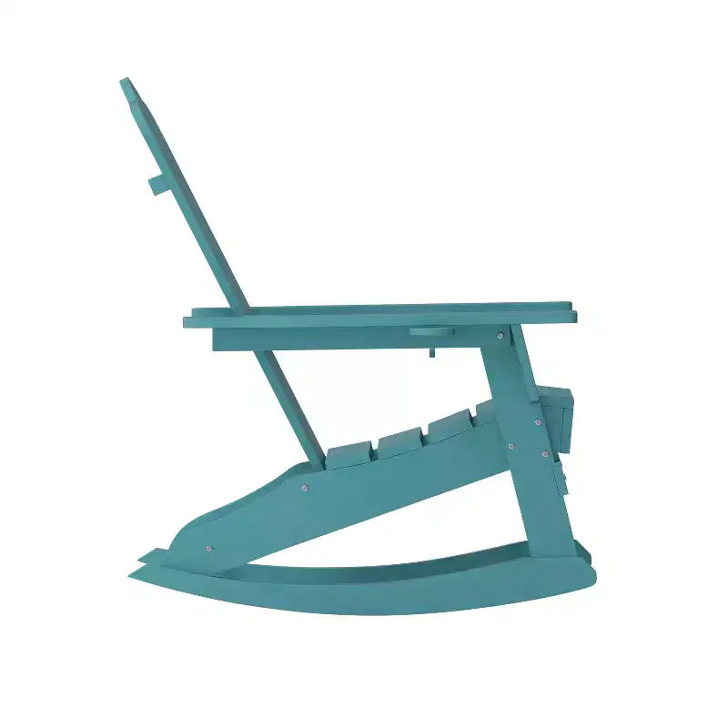 Flash Furniture Newport Sedia a dondolo Adirondack con portabicchieri, Sedia a dondolo Adirondack in HDPE resistente alle intemperie, Set di 2