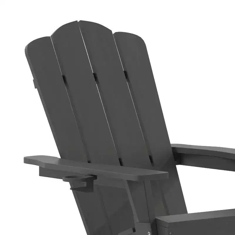 Flash Furniture Newport Sedia a dondolo Adirondack con portabicchieri, Sedia a dondolo Adirondack in HDPE resistente alle intemperie, Set di 2