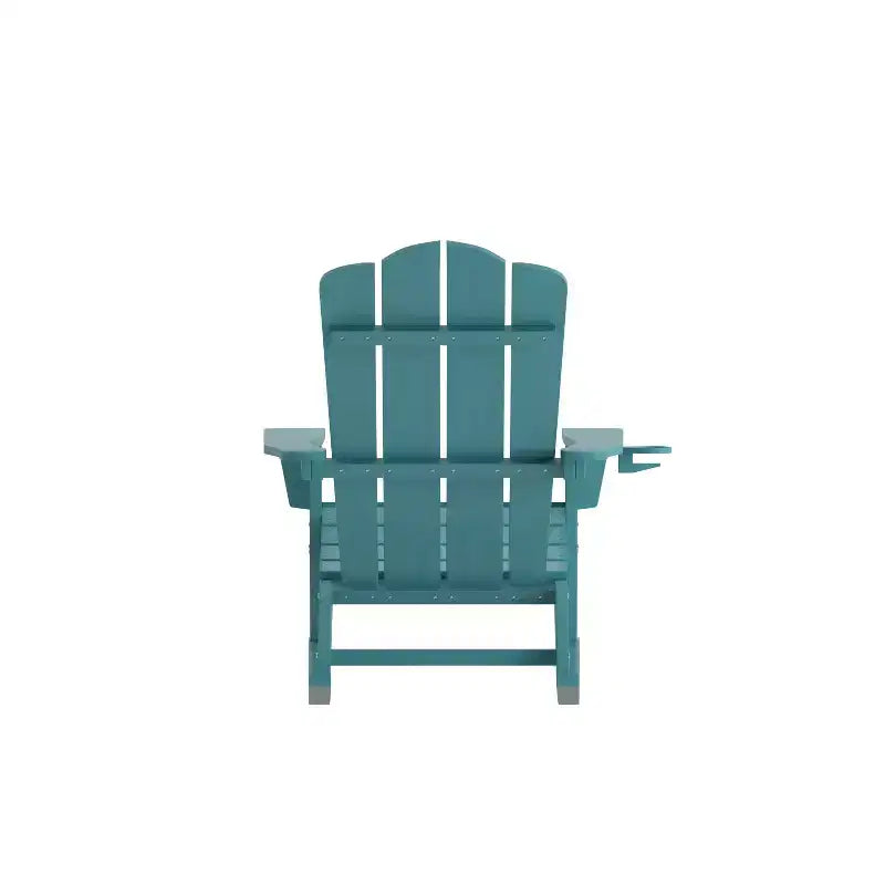 Flash Furniture Newport Sedia a dondolo Adirondack con portabicchieri, Sedia a dondolo Adirondack in HDPE resistente alle intemperie, Set di 2