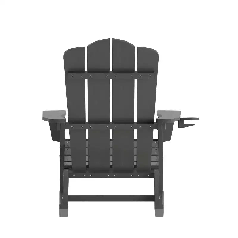 Sedia a dondolo Adirondack Newport di Flash Furniture con portabicchieri, sedia a dondolo Adirondack in HDPE resistente alle intemperie