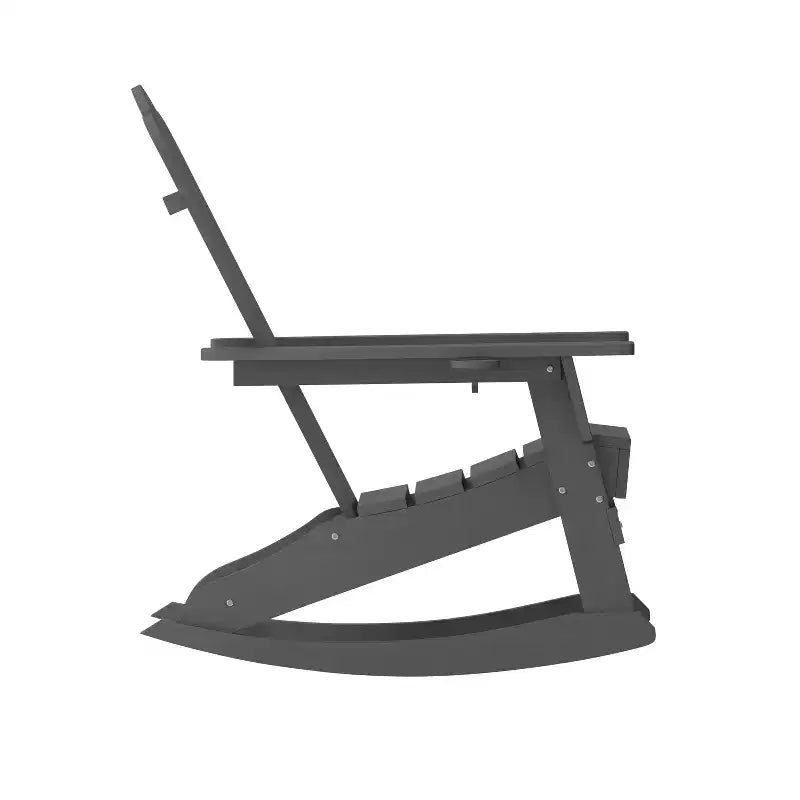 Sedia a dondolo Adirondack Newport di Flash Furniture con portabicchieri, sedia a dondolo Adirondack in HDPE resistente alle intemperie