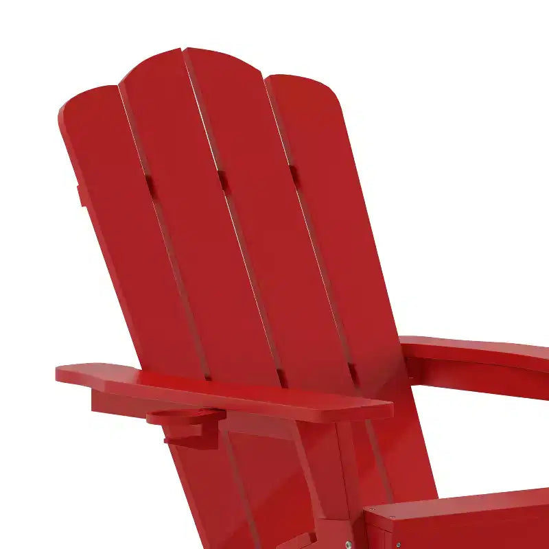 Sedia a dondolo Adirondack Newport di Flash Furniture con portabicchieri, sedia a dondolo Adirondack in HDPE resistente alle intemperie