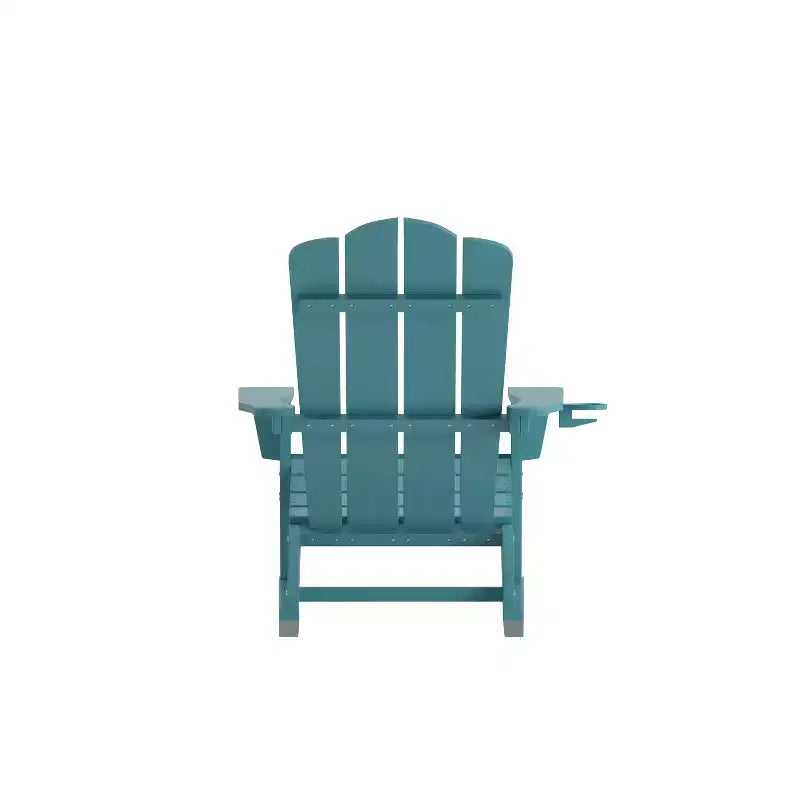 Sedia a dondolo Adirondack Newport di Flash Furniture con portabicchieri, sedia a dondolo Adirondack in HDPE resistente alle intemperie