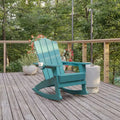 Sedia a dondolo Adirondack Newport di Flash Furniture con portabicchieri, sedia a dondolo Adirondack in HDPE resistente alle intemperie