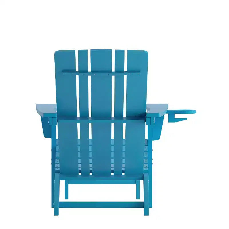 Set di 2 sedie Adirondack Emma e Oliver con portabicchieri e pouf estraibile, sedie a sdraio per interni/esterni in HDPE per tutte le stagioni