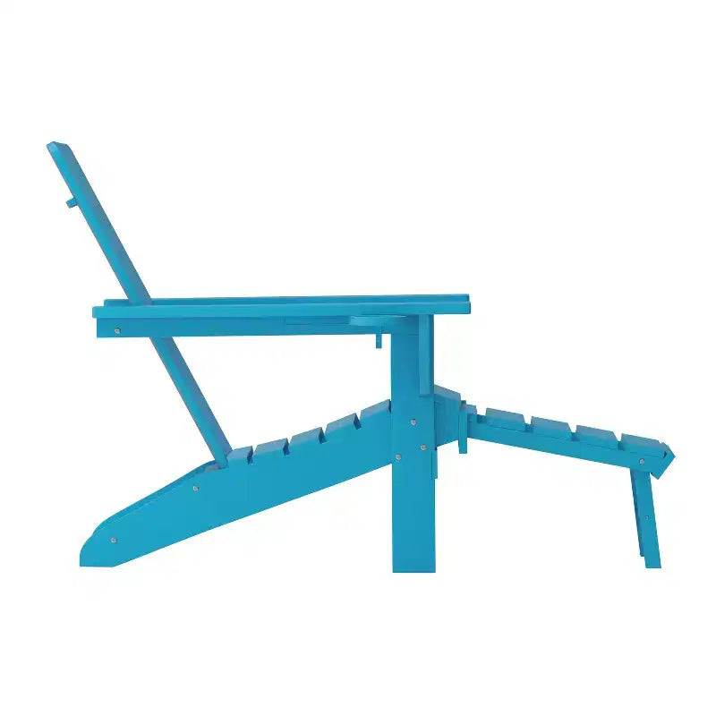 Set di 2 sedie Adirondack Emma e Oliver con portabicchieri e pouf estraibile, sedie a sdraio per interni/esterni in HDPE per tutte le stagioni