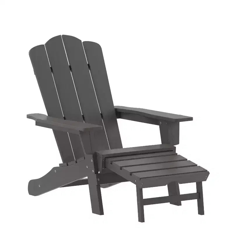 Emma et Oliver Lot de 2 chaises Adirondack avec porte-gobelets et repose-pieds escamotable, chaises longues d'intérieur/extérieur en PEHD tout temps
